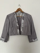Roman Originals Lilac Floral-Trim Cropped  Occasion Jacket – UK 14