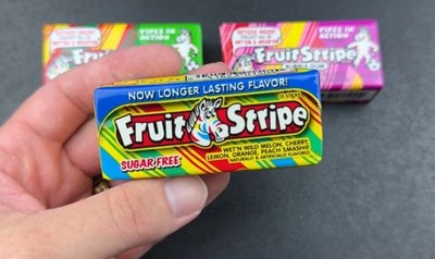 Fruit Stripe Gum Sealed BLUE 1 Pack SUGAR FREE ~ Impossible to find! ULTRA RARE!