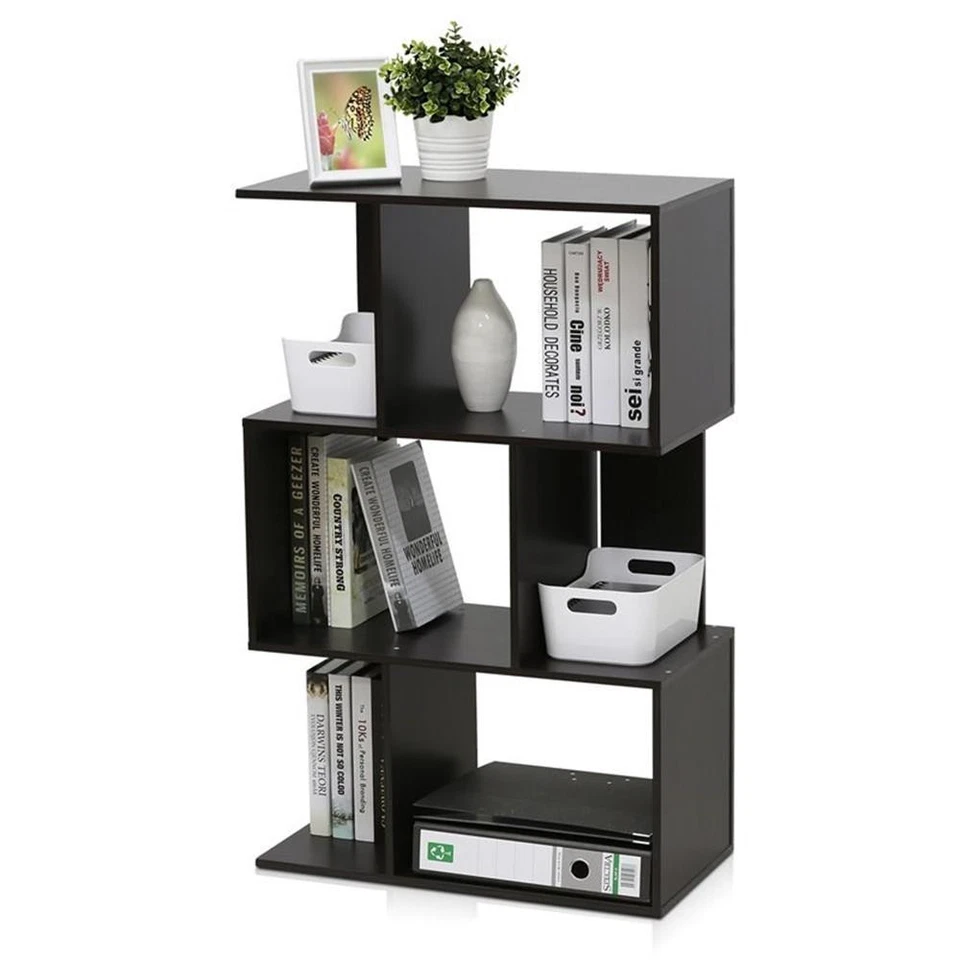 Furinno Simply Modern Engineered Wood 3-Tier Open Book Shelf in Espresso - Image 3 of 4