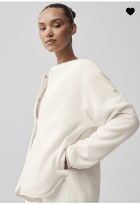 Alo Yoga Polar Fleece Take Note Jacket Ivory Oversized Snap Front
