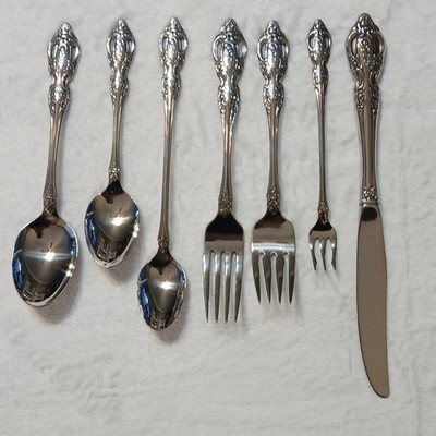 Oneida SSS Stainless Steel Flatware Set 49 Pieces Floral Handle Knife Fork Spoon