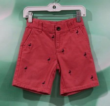 Janie and Jack Boys Size 3 Adjustable Waist Embroidered Flamingo Red Shorts