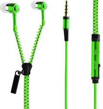  10 PACK Zipper In-Ear Stereo Earbuds Headphone Earphone Headset With Mic GREEN