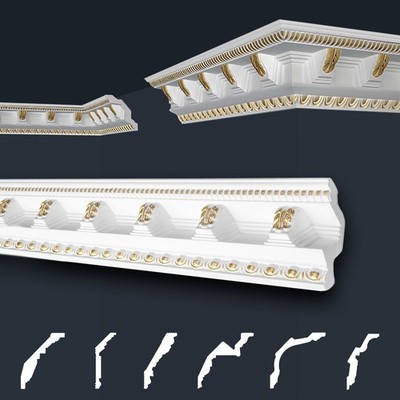 HEXIM 30m Deckenleisten Gold    Styropor Zierleisten für Decken- & Eckleisten