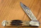 STUNNING VINTAGE 1981 KA-BAR CLUB STAG LARGE COKE BOTTLE KNIFE NEVER USED N20