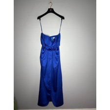 Vintage Victor Costa Royal Blue Satin Cocktail Dress Elegant Party Gown Size XS