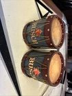 Pair of Vintage Busch Beer Drum Light Covers Sconce Bar Sign Man Cave 1970's
