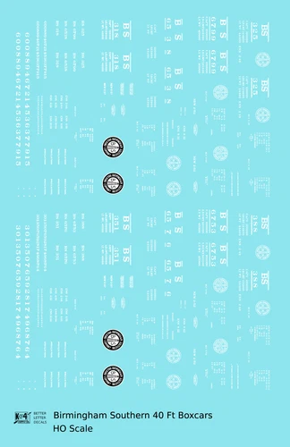 K4 HO Scale Decals Birmingham Southern 40 Ft Boxcar White