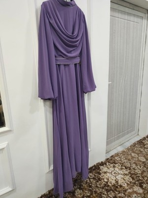 Elegant Purple Chiffon Modest Maxi Dress - Long Sleeve Evening Gown - Size  M | eBay