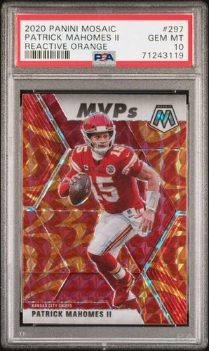 2020 Panini Mosaic Patrick Mahomes Reactive Orange #297 PSA 10