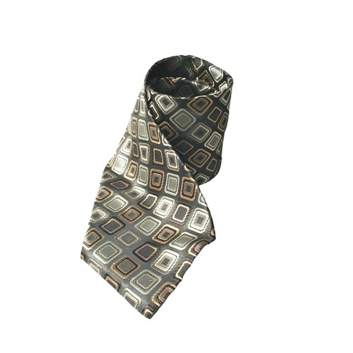VTG Neck Tie Bergamo New York Bronze Gold Silver Metallic Colors Polyester Mens - Picture 5 of 6