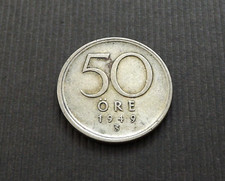 Sweden 1949-TS 50 Ore Gustaf V. Silver VF C9303