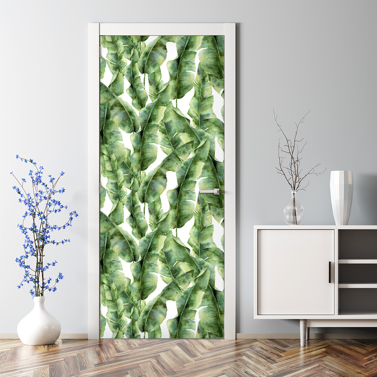 Bubble Free Door sticker Palm Leaves Self adhesive Exotic Decor Home