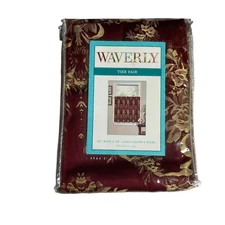 Waverly Home Classic Curtain Valance Maroon Merlot Floral Cream Stripes NEW
