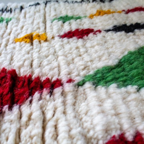 Morrocan Rug Berber Geometric Multicolor Azilal Handmade Moroco Wool Beni Rug - Picture 8 of 10