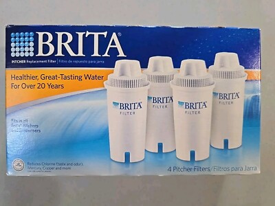 Brita Water Filter Fits Most Brita Pitchers and Despensers 4 Filters Unopened 