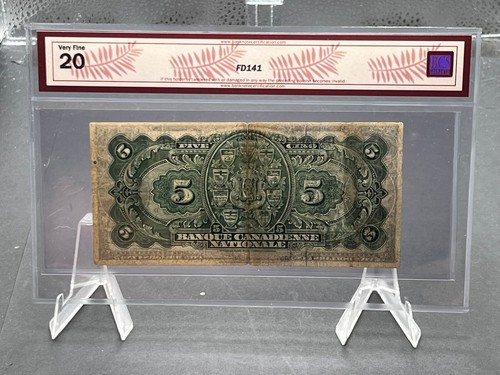 1935 $5 Banque Canadienne Nationale Bank Note BCS Graded VF20 SN# 339484 - Picture 4 of 5