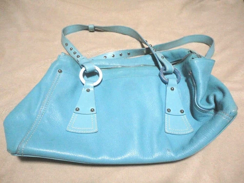 Bosca Womens Leather Blue Turquois Handbag