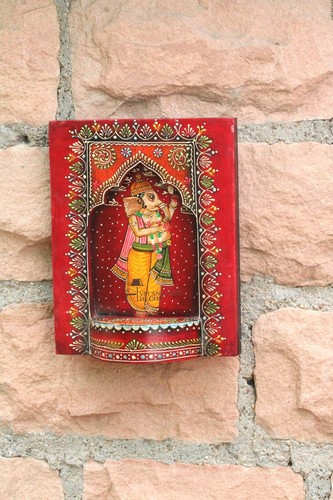 Wooden Painted Wall Hanging Pooja Ghar Decor, Hindu Pooja Furniture - Picture 7 of 11