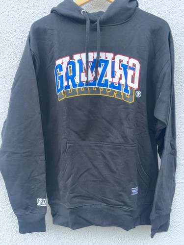 Grizzly Grip Tape Black Three Logo Hoodie Medium MSRP $78 Rare
