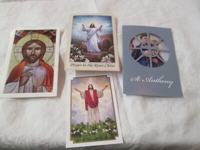 Vintage 4 Prayer Cards St Anthony Risen Christ  Franciscan Friars
