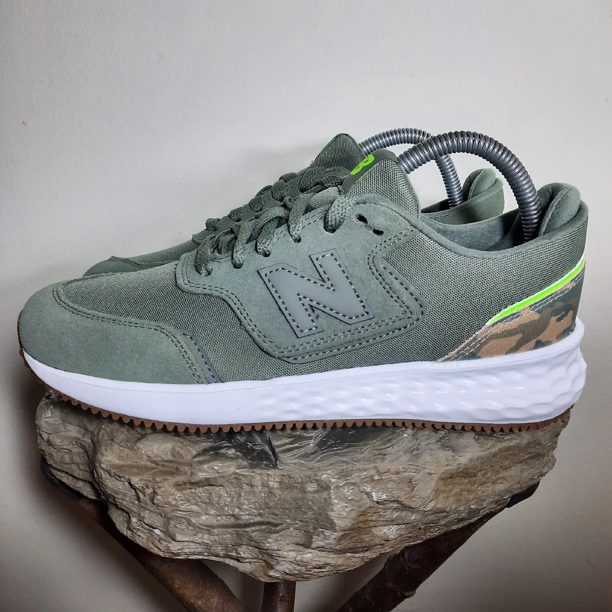 NWT New Balance X70 Green W Camo Print Heel Shoes Lifestyle