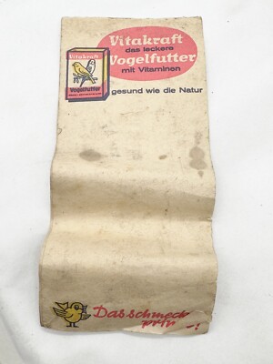 ANTIKE VITAKRAFT DEUTSCHES VOGELFUTTER VERPACKUNG WERBUNG PAPIERETIKETT