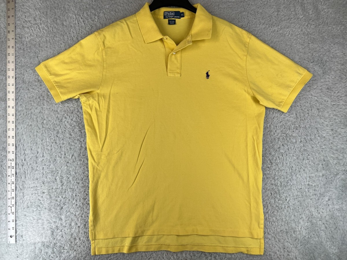 VINTAGE Polo Ralph Lauren Shirt Men Extra Large Yellow Embroidered