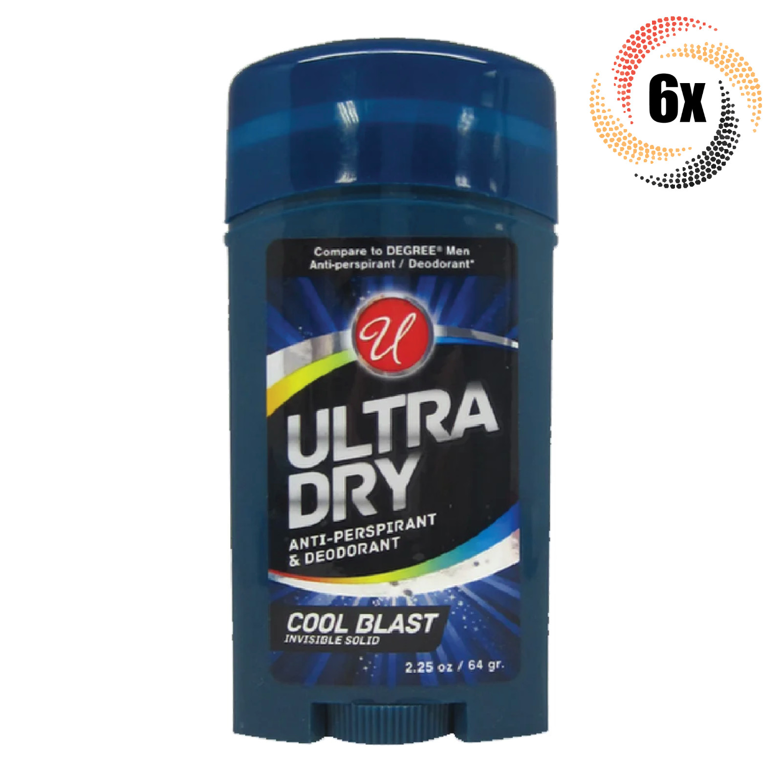 6x Sticks U Ultra Dry Cool Blast Scent Invisible Solid Deodorant | 2.25oz |