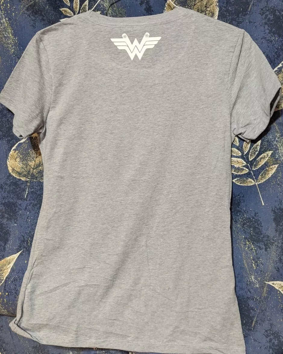NWOT Ski Girl CAUTION: Hotness May Melt Snow T-shirt Grey w/Mixed Orange -Medium