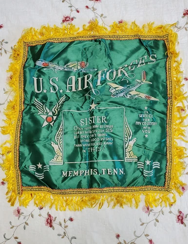 Vintage WW2 U.S. Air Force Sweetheart (Sister) Pillow Case - Memphis Tennessee
