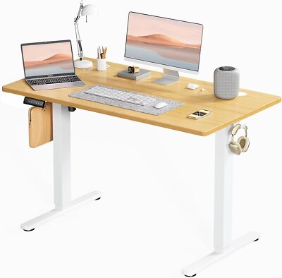 48'' Natural Electric Standing Desk Adjustable Height Home Office Stand Up Desk