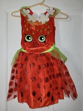 Child's Girls Shopkins Strawberry Kiss Fruit Character Dress Costume Sz S 4-6X
