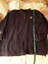 Vintage 1990 Mens XXL Chief Wahoo Cleveland Indians Long Sleeve Polo Navy