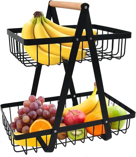 2/3 Tier Fruit storage Basket Fruit Bowl Holder Bread Basket Vegetable Rack - Picture 12 of 19