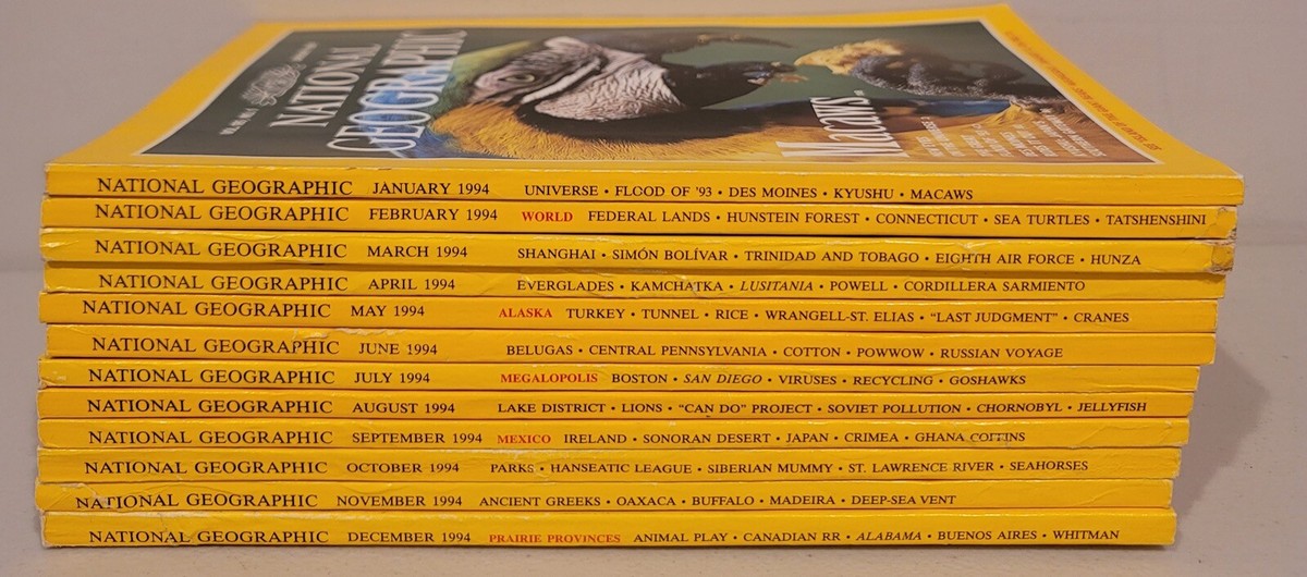 National Geographic Magazine 1994 Complete Year Set of 12! | eBay