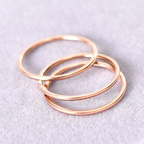 1MM Engagement Band Tail Ring Titanium Steel Women's 18K Rose Gold Size 6/7/8/9 - Picture 2 of 5