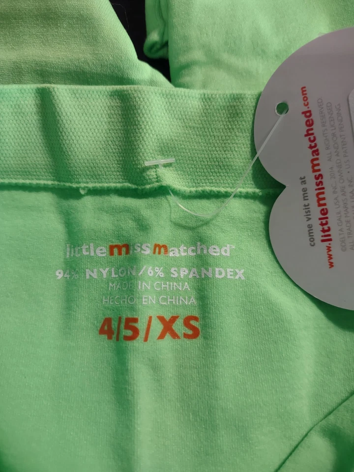 LittleMissMatch Neon Green Tights Size 4/5 XS MSRP $15 - Image 2 of 2