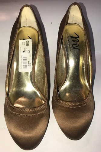 MARTINEZ VALERO VALLI 163 327 BRONZE $89 SZ 7.5 BRIDAL KITTEN HEEL SHOES - Picture 2 of 10