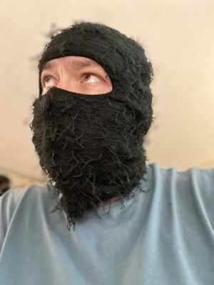 2 Pack Black Knitted BalaclavaDistressed Ski Mask | Yeat