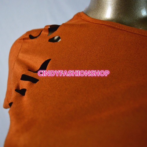 Nuevo Mujeres Damas Agujeros Camiseta Informal Mini Mangas Cortas Vendaje Cuerpo con Vestido - Imagen 12 de 13
