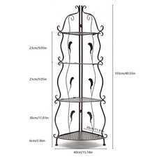 4-Tier Metal Corner Shelf Stand Storage Shelves Display Organizer Black Rack New