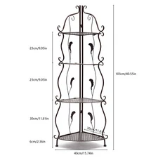 4-Tier Metal Corner Shelf Stand Storage Shelves Display Organizer Black Rack New