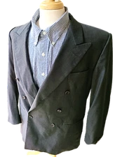 Cerruti 1818 Double Breasted Blazer Jacket Men's 42R Charcoal Gray Pure Wool EUC