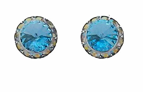 Завершающий штрих - Серьги с крупными хрустальными камнями в серебристо-голубой отделке 4890₽