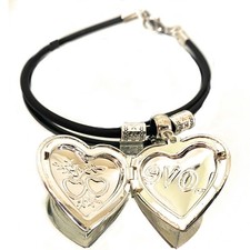 Argento 925 Foto Medaglione Cuore Con Croce Zirconia Collana Donna