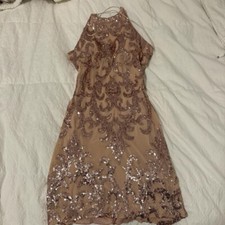 Rose gold sequin mini bodycon dress, worn Once! 
