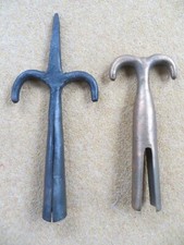 maritime nautical antiques 2 VINTAGE BOAT HOOKS bronze + steel boat collectibles