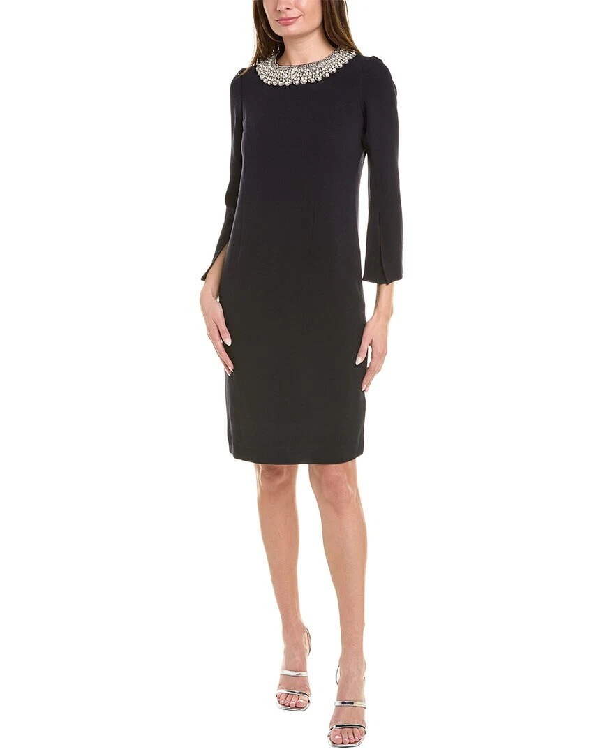Teri Jon By Rickie Freeman Embellished Neckline Sheath Dress Women s