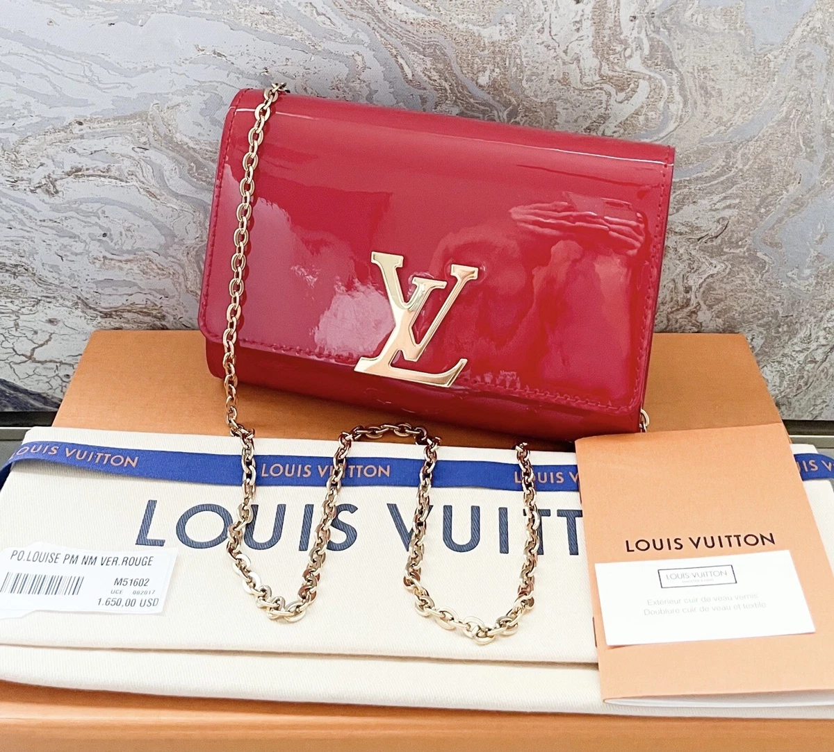 LOUIS VUITTON Vernis Leather Louise Clutch Bag